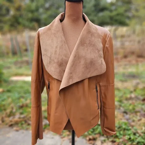 Bagatelle Brown Faux Leather Jacket For Women, Size L, Pre-owned - Picture 2 of 9